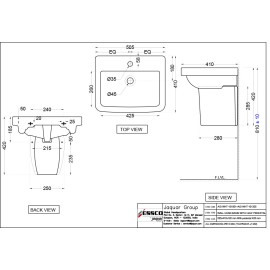 Wall Hung Basin with Half  Pedestal